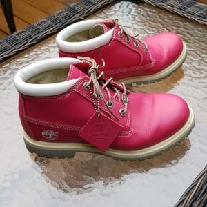 Timberland Pink Leather Waterproof Boots